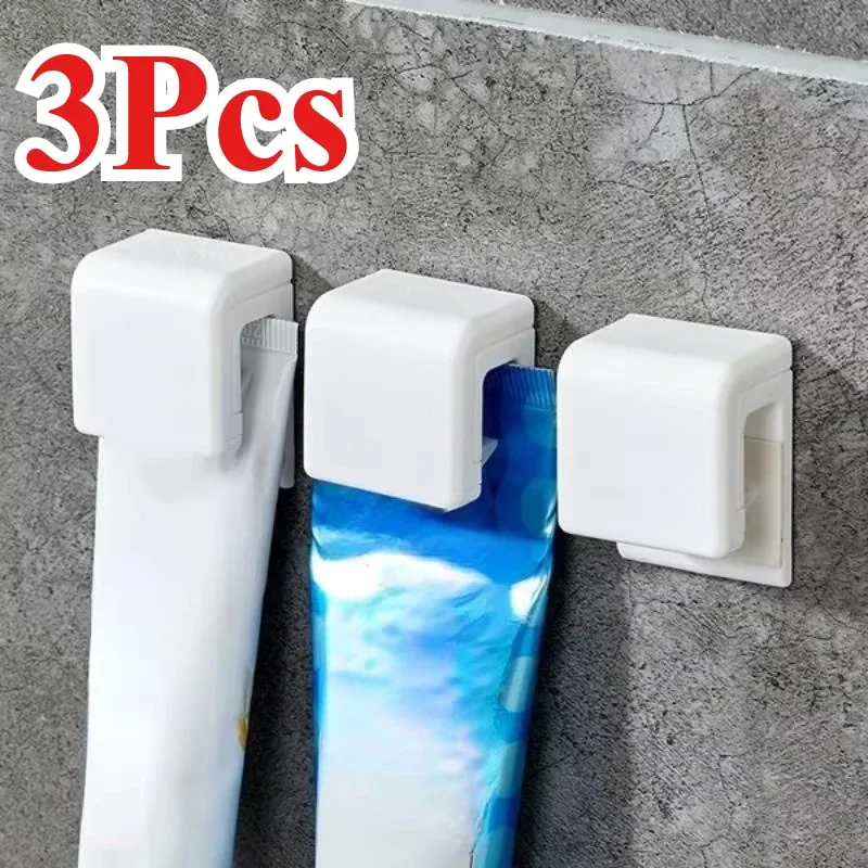 3Pcs Toothpaste Clip Self Adhesive Wall Mount Bathroom Cleansing Milk Cream Toothpaste Holder Bathroom Supplies