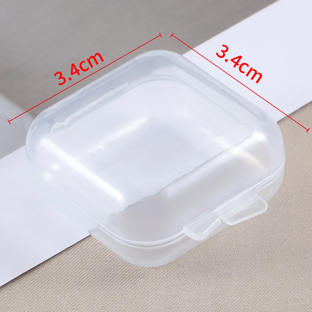 미니 휴대용 플라스틱 투명 상자 보석 상자, 느슨한 구슬 귀걸이 보관 포장 상자, 3.4x3.4x2cm, 로트당 20 개