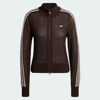 adidas Originals Veste cardigan de sport décontractée en maille ajourée à col montant, tendance et polyvalente pour femme KE0202 4