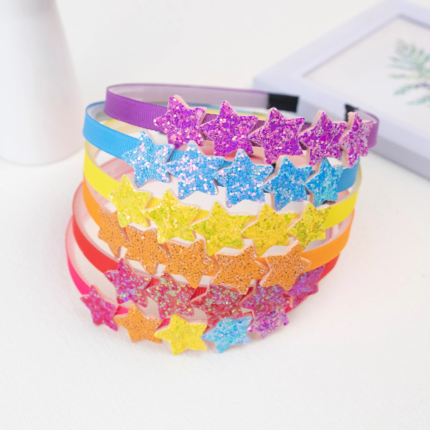 1pc Nette Glitter Stern Stirnbänder Mädchen Sparkly Sternförmige Haarbänder Kinder Kinder Party Haar Zubehör – Detail 3