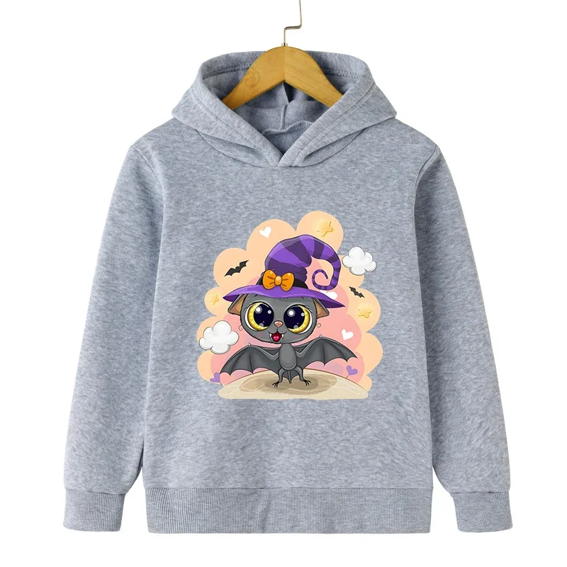 

Cartoon Bat Print Boys Long Sleeve Sweatshirts Kawaii Halloween Pullovers Fashion Casual Kids Clothes Girls Halloween Hoodies