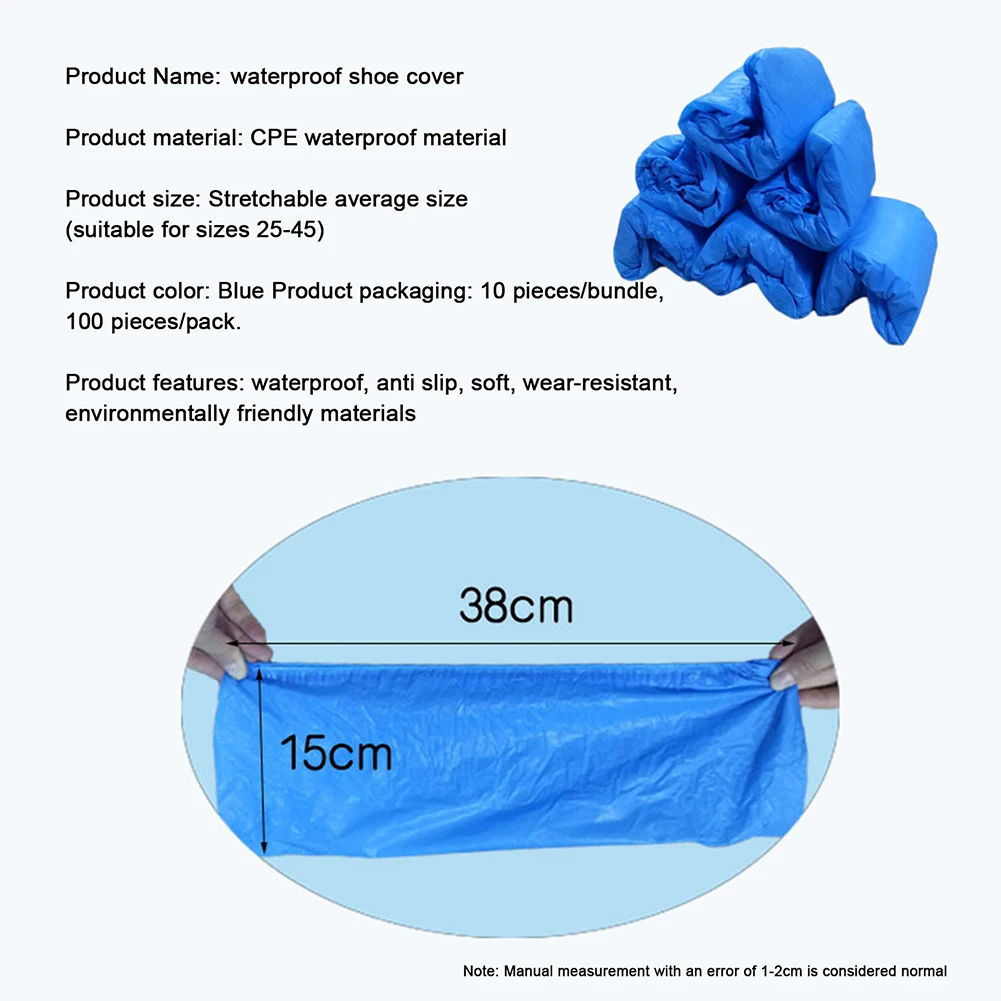 100PCS Disposable Waterproof Shoe Covers Anti Slip Dustproof Wear Resistant Shoe Cover Thickened Foot Cover For Workshop Indoor shoe covers