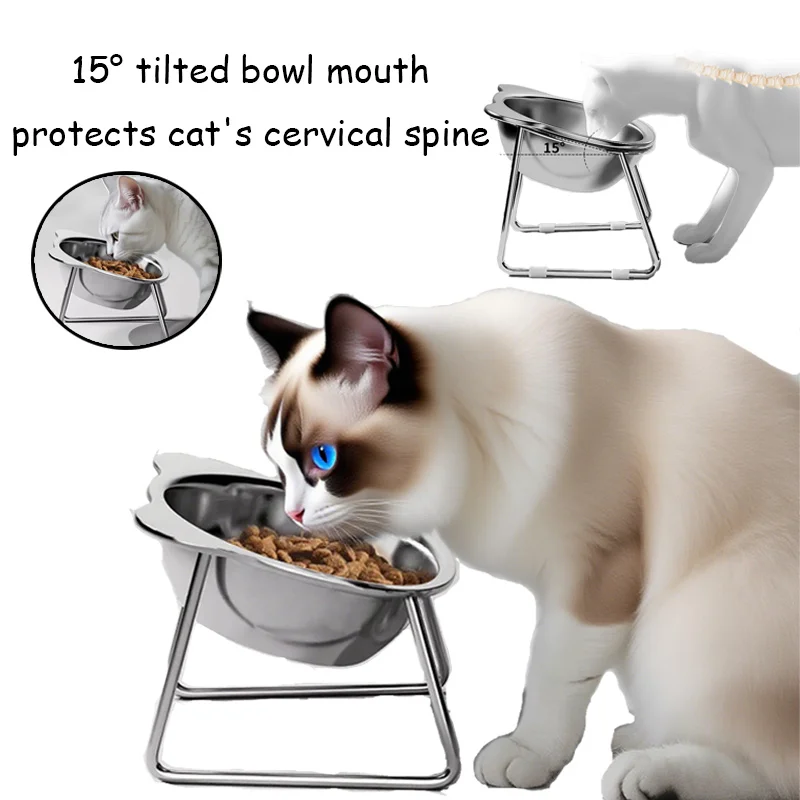 15 ° Neigbarer Erhöhter Hundenapf aus 304 Edelstahl Anti-Vorwürf-Napf für Haustiere Futter- und Wasserschale Wirbelsäulenschutz für Hunde und Katzen – Detail 1