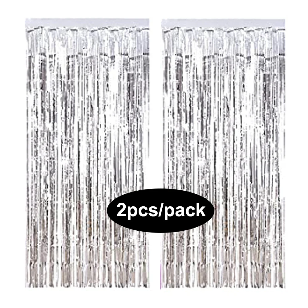 Glamorous Multi-Color Foil Fringe Curtain Set for Party Backdrop Decorations