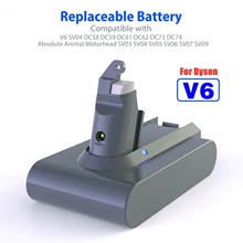 

For Dyson 21.6V 6000mAh Replacement Battery and Charger for Dyson Vacuum Cleaner SV09 SV07 SV03 DC58 DC61 DC62 DC74 V6 965874-02