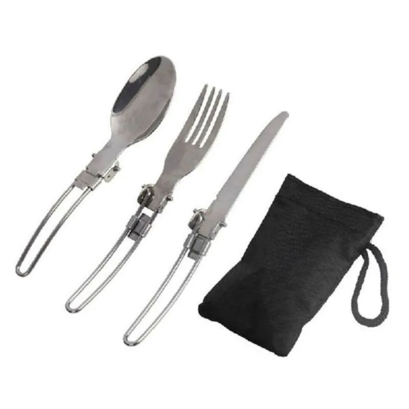 Long Cooker Folding Knife Spoon Stainless Steel Cutlery Set Combination Fork and Fork Cutlery