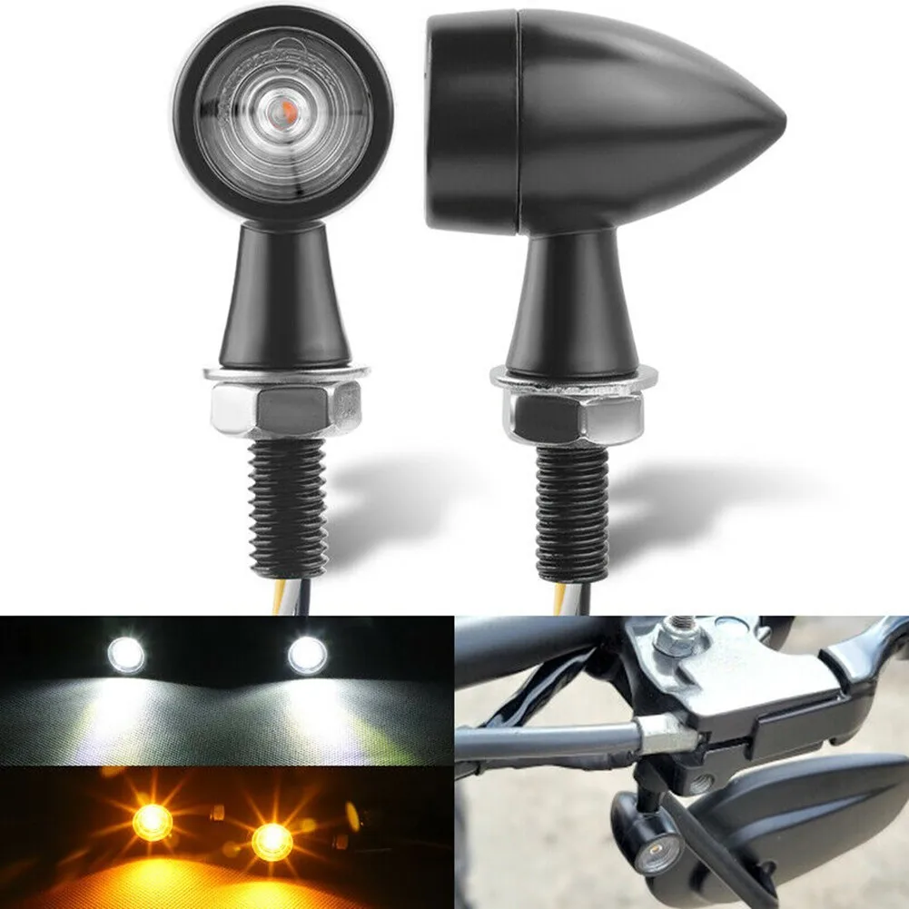 

Motorcycle Turn Signal Blinker Turn Signal Lights 12V Aluminium+PC Lens Amber+White Blinker DRL LED Lamps Mini