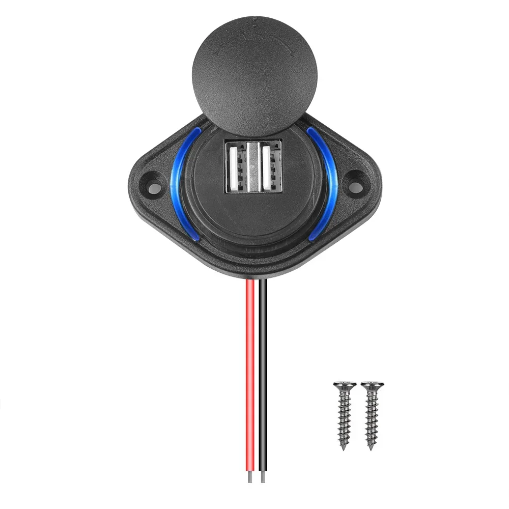 Dual USB Fast Charger Wall Mount Outlet with Sliding Cap