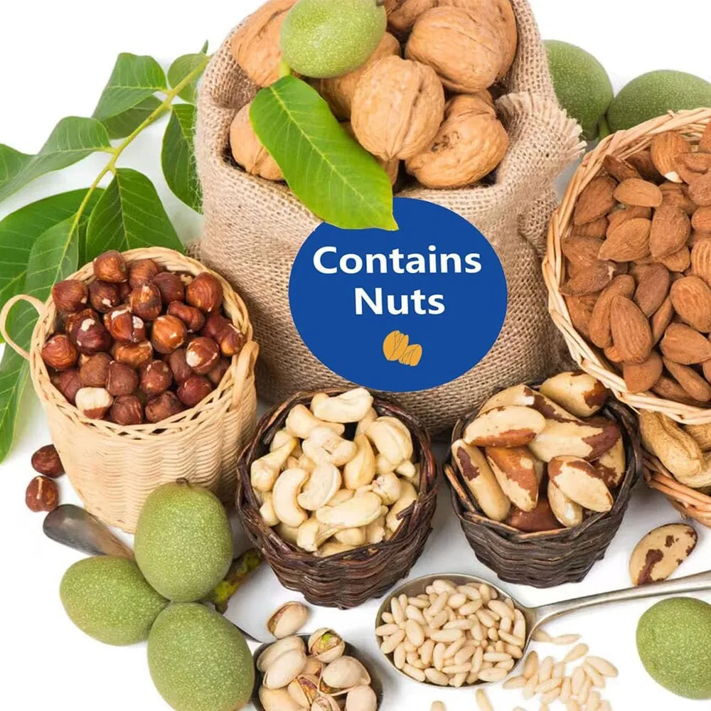 Contains Nuts Labels 1 inch Allergen Warning Stickers Round Allergies Food Rotation Advisory Dots for Retail Packaging 500pcs