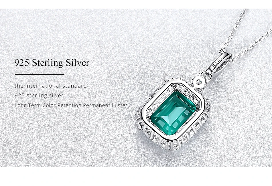 Collane con ciondolo in pietra preziosa con topazio quadrato per donne, fidanzamento nuziale, collare in argento sterling fine CZ_voghion.com