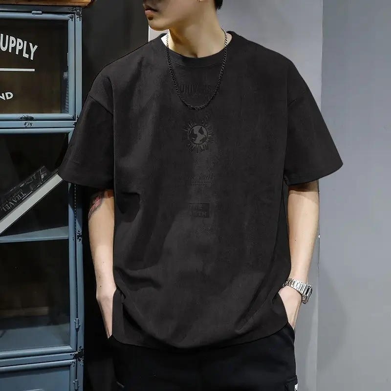 

American Retro Casual Pullovers O-Neck Summer High Street Fashion Letter Printed Men's Clothing Short Sleeve All-match T-shirts