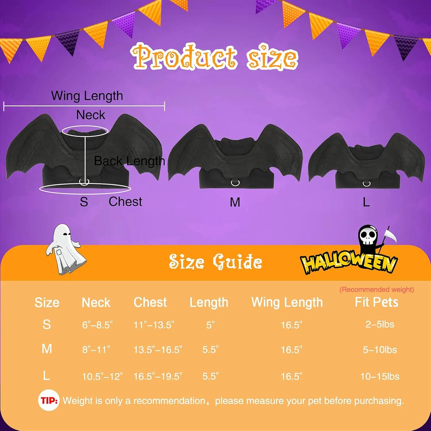 Alas De Murciélago Para Mascotas - Disfraz De Halloween Para Gatos Y Perros, Talla S, Fieltro Suave