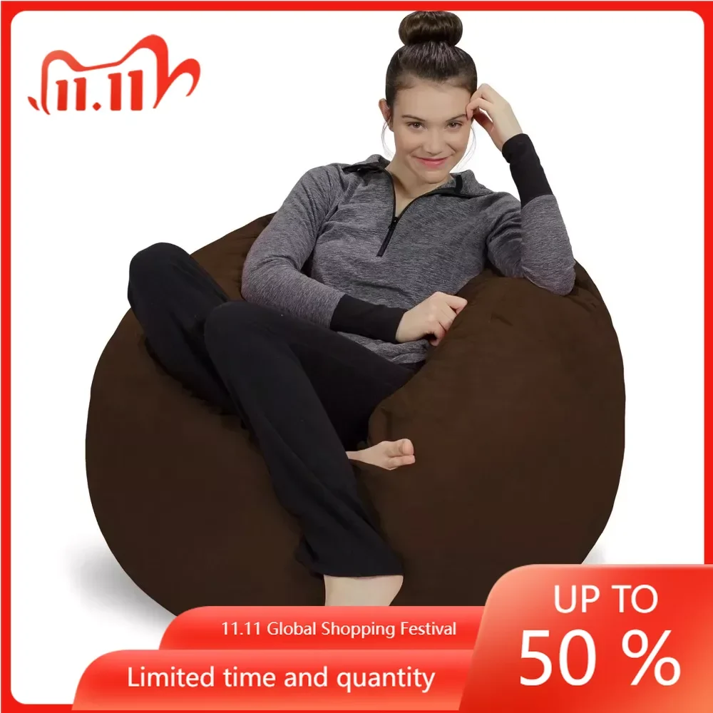 

Bean Bag Chair Puff Groove 3 Ft Armchair for Bedroom Bags Memory Foam Lounger With Microsuede Cover Single Sofa Seating Room