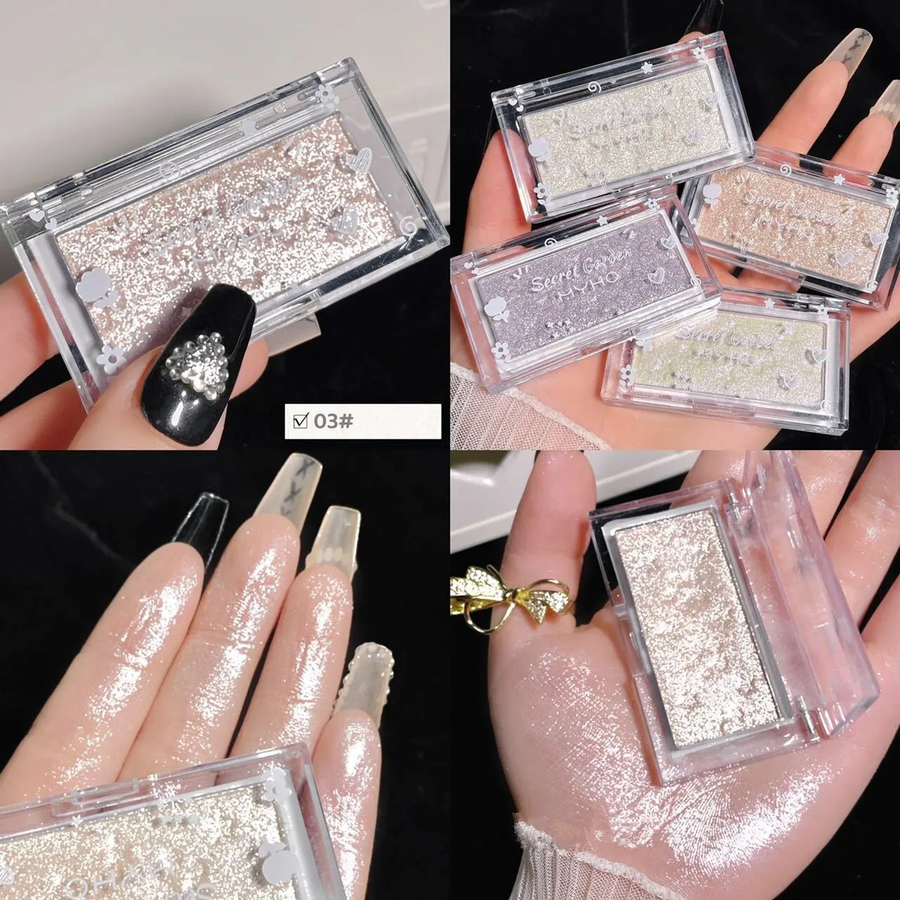 Face Highlighter Powder Blush Contouring Plate Brightening Glitter Pearl Three-Dimensional