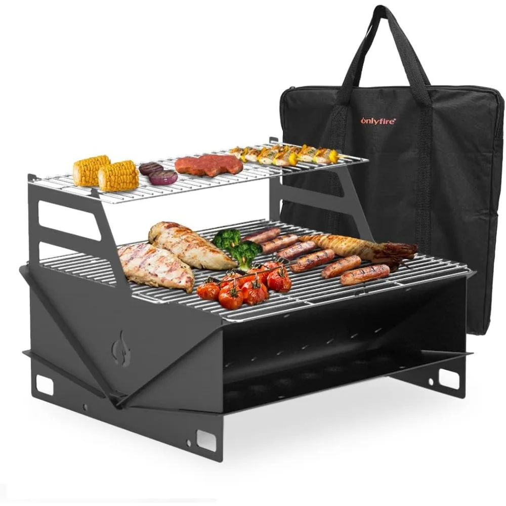 

Onlyfire Portable Charcoal Grill, Outdoor Barbecue Camping Grill Tabletop BBQ Grill with Warming Rack and Handbag for Picnic
