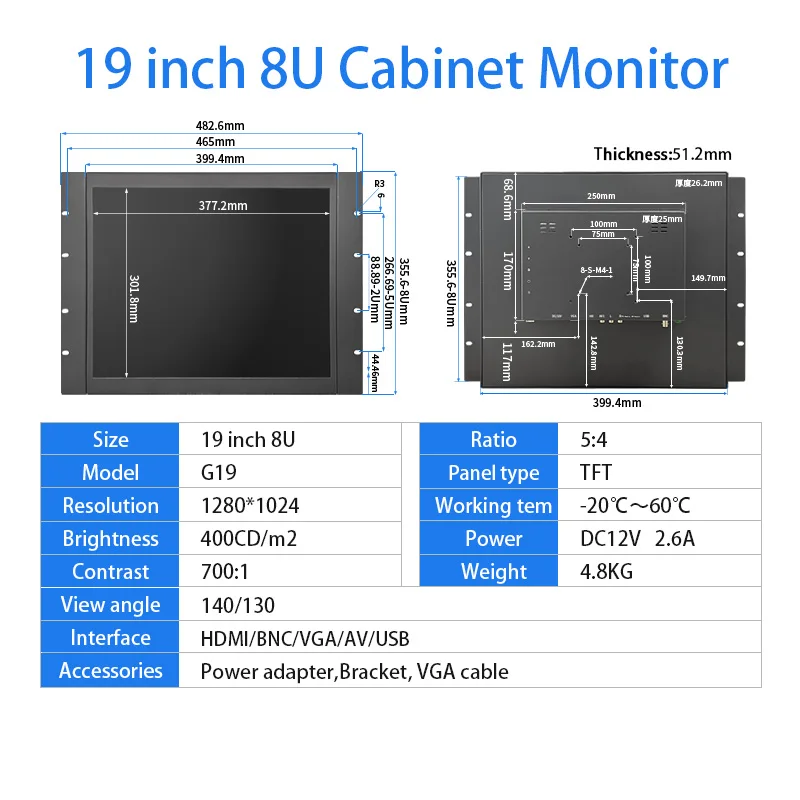 Zhixiada ĳ  ,   LCD ũ ÷ BNC HDMI VGA USB AV ̽ 1280*1024 19 ġ