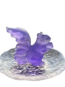 Purple Fluorite Squirrel: Adorable Charm for Crystal Lovers | Fluorite Carving | Decor | Enhance Intuition & Serenity 1