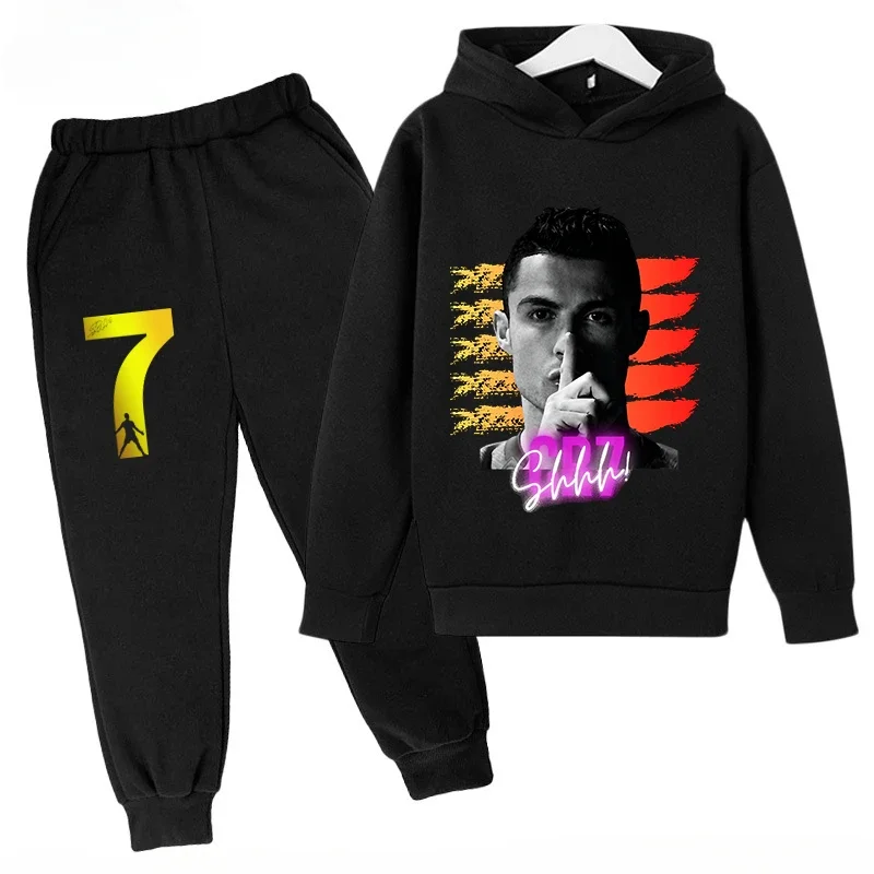 thumbnail image 1 of Conjunto de sudadera y pantalones deportivos para niños, conjunto de 2 piezas para niños y niñas, ropa para niños con estampado de avatar de Ronaldo, 1 of 5