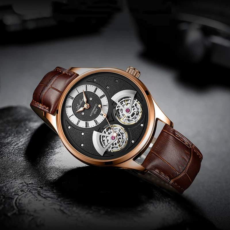 AILANG 2023 New Classic Double Tourbillon Automatic Watch For Men Leather Luminous Hands Mechanical Watches Mens Reloj Hombre_voghion.com