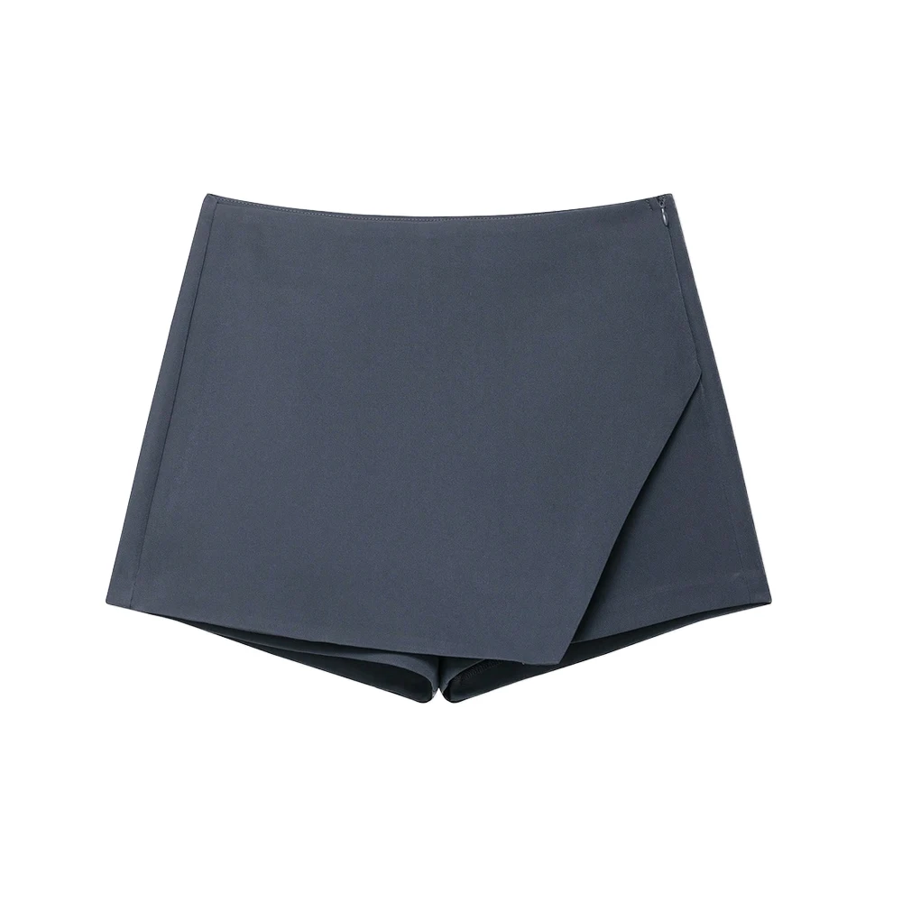 Women's Asymmetric Solid Color Skort Casual Side Zipper Shorts Skirts for Spring Summer Fashion