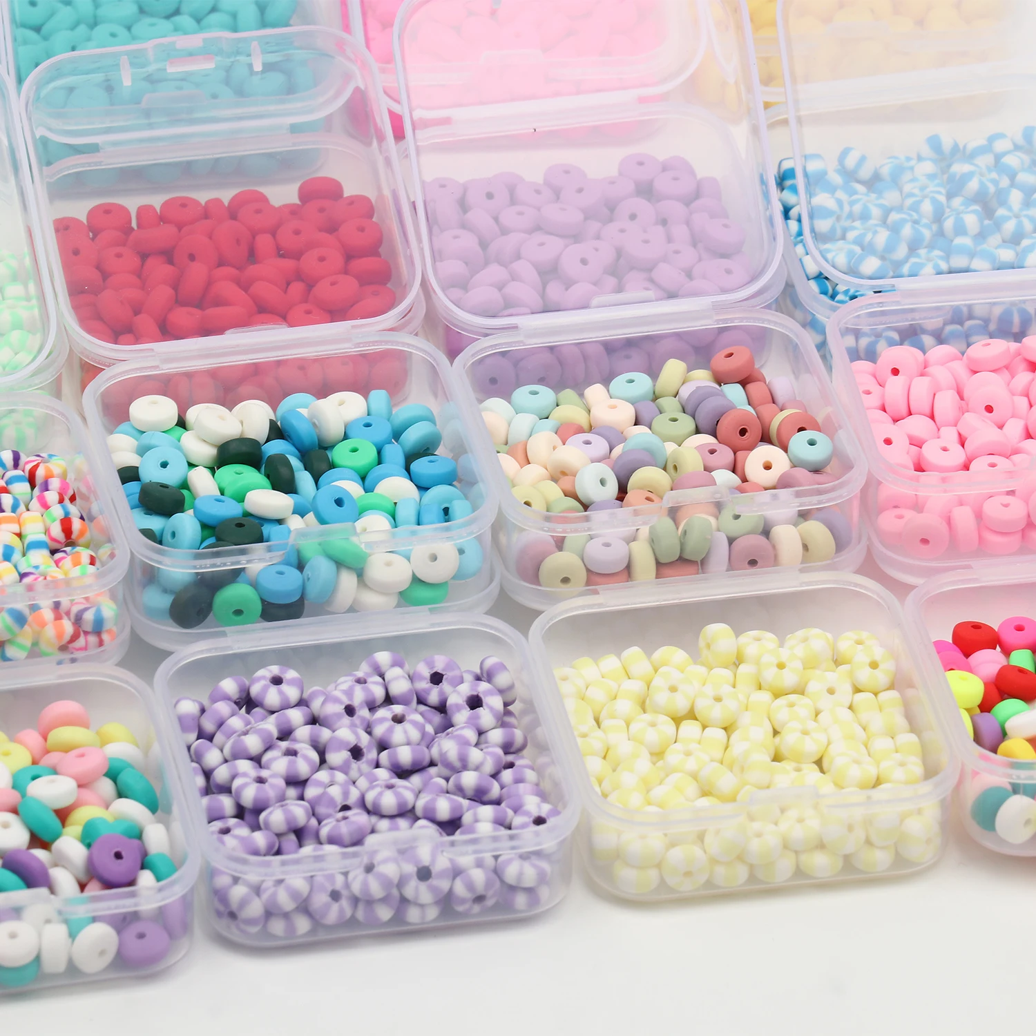 Perles Rondes Plates Multicolores en Argile Polymère, Kit de Puce pour Bijoux, Accessoires DIY Faits à la Main, 100 Pièces/Boîte