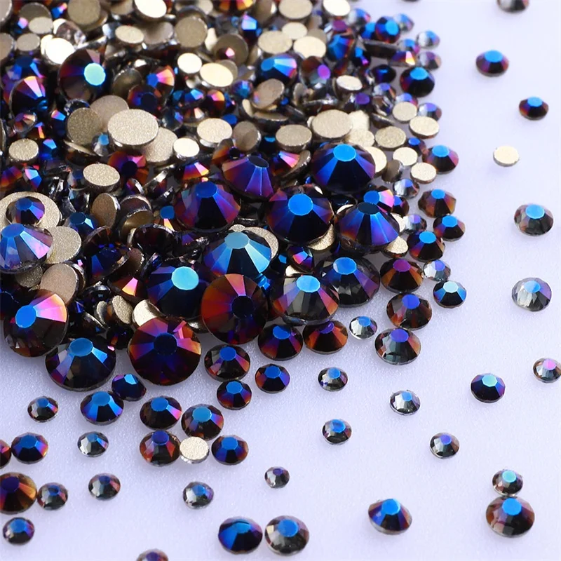 Lila Serie Glas-Strasssteine mit flacher Rückseite SS3-SS30, glitzernde runde Steine zum Aufkleben, nicht Hotfix-Strasssteine für Nagelkunst-Dekoration – Detail 16