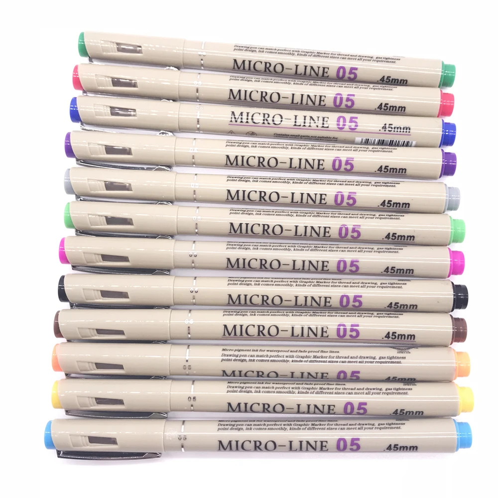 12 Colors PRO Pigma Micron Pen Set colored pens drawing pen Waterproof Finecolour Needles Liner Pens Drawing Lines Colour Pen Dessin tombow Art Supplies