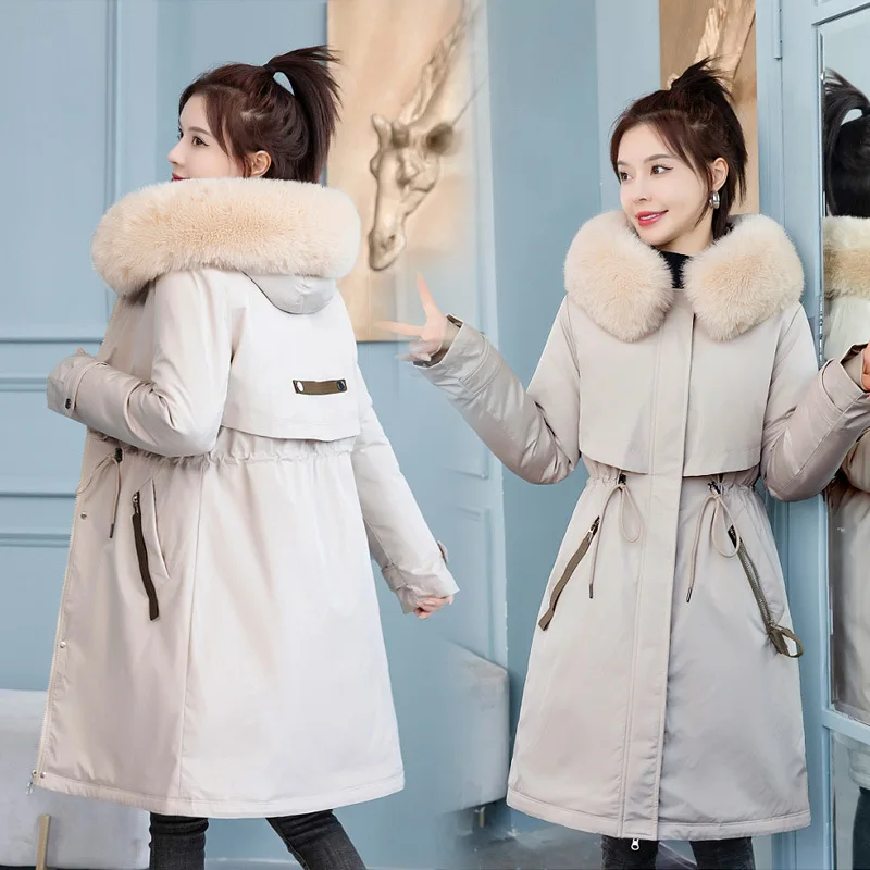 

Mid-length Two-wear Pie To Overcome Winter Cotton-padded Women's Detachable Inner Hooded Down Cotton-padded Women's