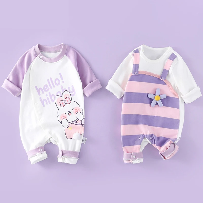

Cotton Newborn Pajamas Baby Boys Girls Clothes Spring Romper Cute Cartoon Unicorn Flower Jumpsuit Long Sleeve Fall Baby Outfit
