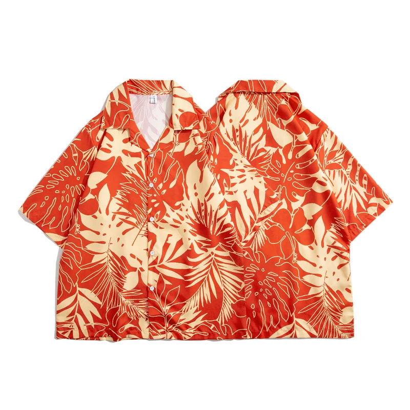 Casual Short Sleeved Shirt Summer men's floral shirt designed in Hawaiian beach style short sleeved casual shirt ice silk quick drying loose top