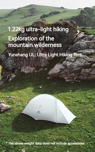 Naturehike Cloud-up 1 Tente Ultra Légère 1 Personne - Dôme Autoportant Imperméable Pour Randonnée | Poids 1.55kg | Idéal Camping Et Vélo