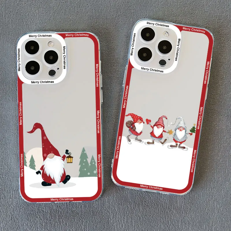 Festive Santa Claus Clear Phone Case - Cute Holiday Design, Durable Transparent Back Cover