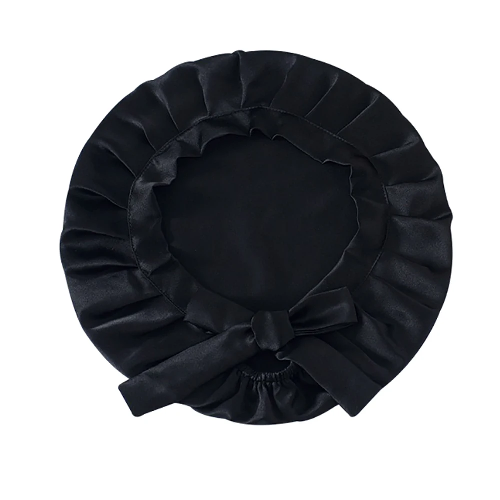 100% Natural Mulberry Silk Bonnets Night Sleeping Cap Hair Bands for Women Hair Care With Elastics Ties Stay On Head Smooth Soft 3