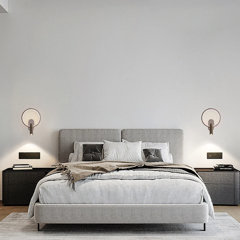 Wall Lamp with Spotlights Minimalist Bedroom Bedside Reading Light Rotating Creative Background Indoor wall sconces light led wall lamp wall lamp flexible reading light