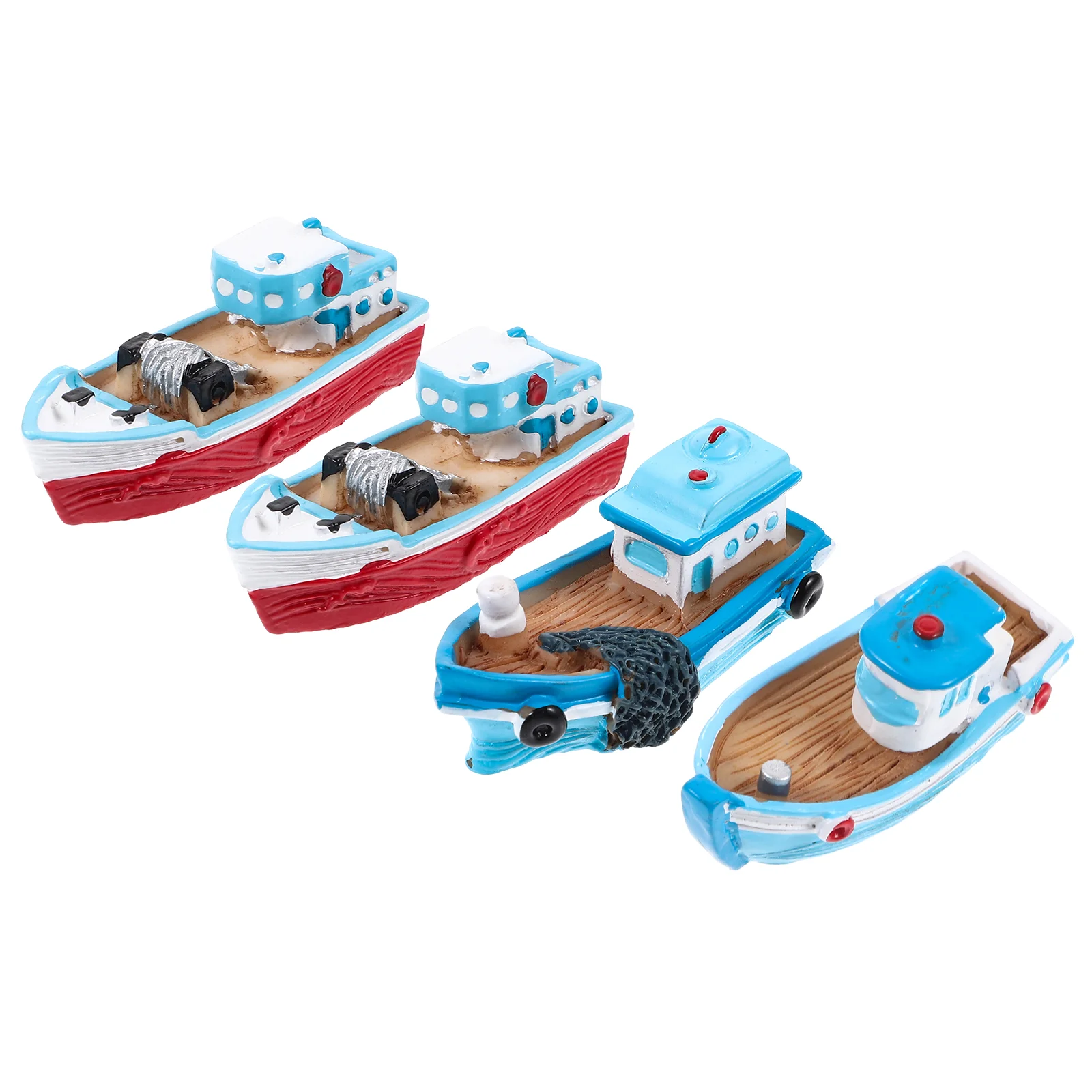

4 Pcs Resin Crafts Fishing Boat Ornaments Model Nautical Decorate for Desktop Decoration Mini Office