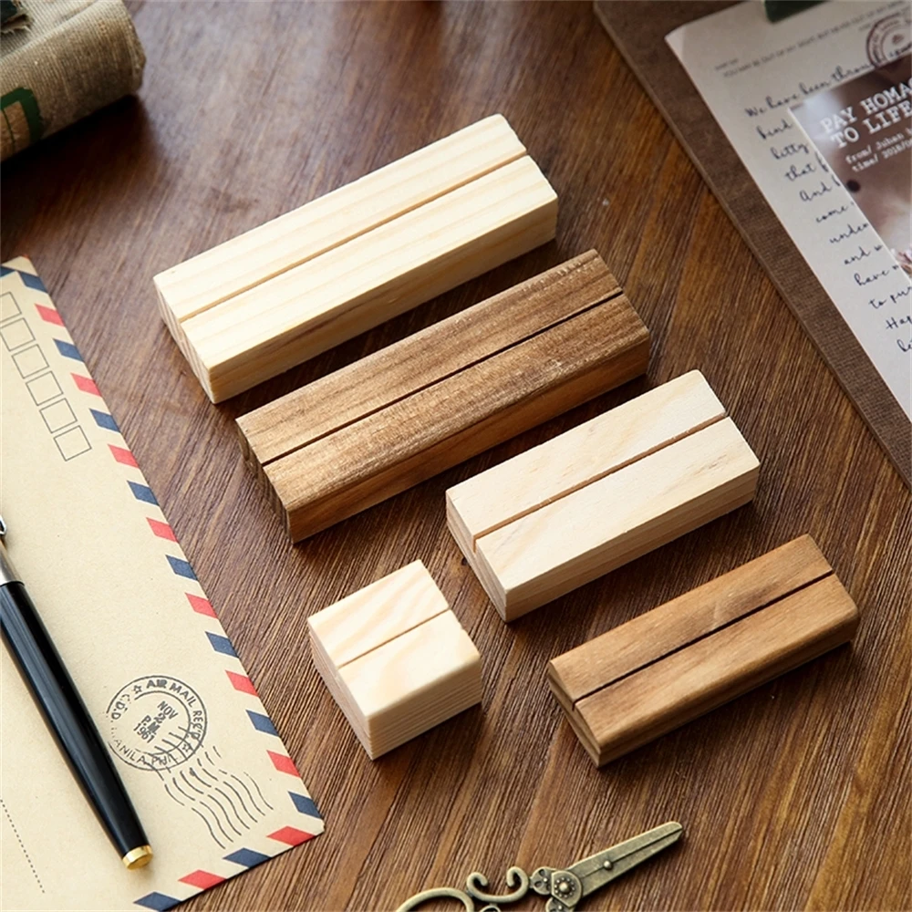 Wood Table Number Stands 3cm 7cm 10cm Length Sign Frame Oak Wooden Display Rack Place Card Holder