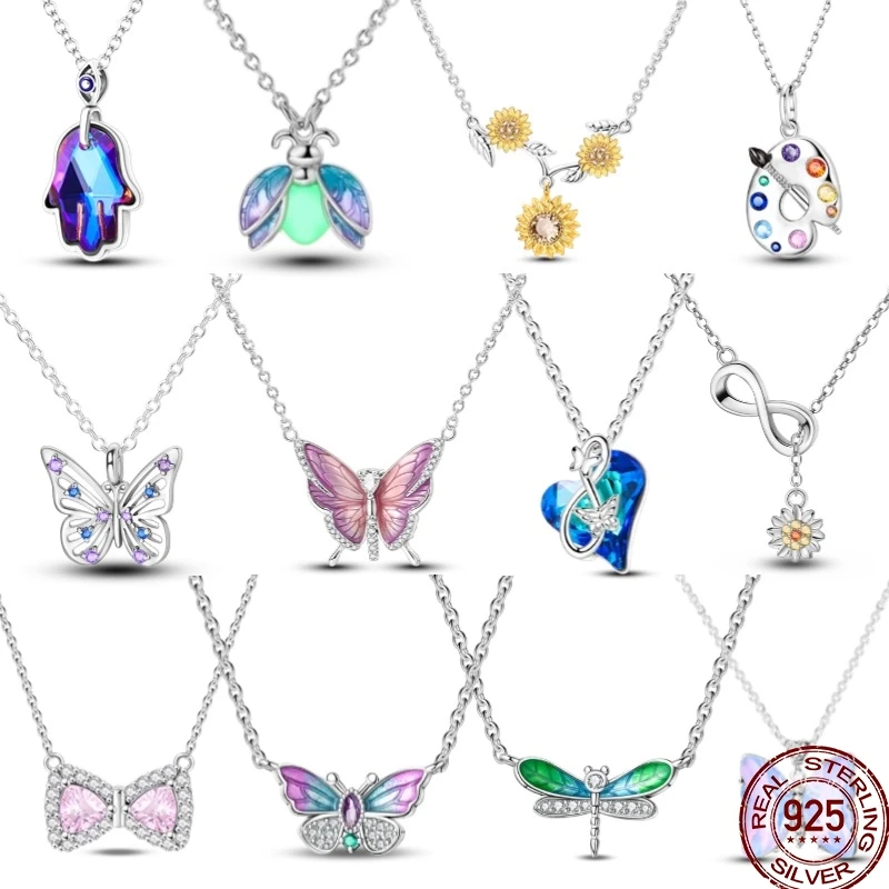 2265930-cd56d3.jpg Sf0f72071e780499abb8b78a6e41ac7b4w 925 Sterling Silver Butterfly Necklace Dragonfly Flower Necklace Luminous Firefly Pendant Necklace For Women's Exquisite Jewelry Mallzona