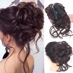 Synthetic Curly Bun Messy Claw Chignon Clip Hair Bun Curly Wig Messy Scrunchies Hairpiece Clip in Hair Tail Extension For Women