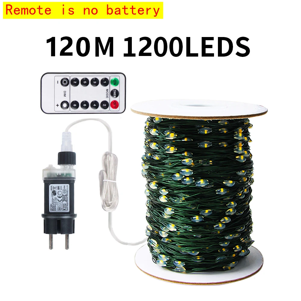 thumbnail image 1 of 100M LED String Lights Fairy Green Wire Outdoor Christmas Lights Tree Garland For New Year Street Home Party Wedding Decoration, 1 of 5