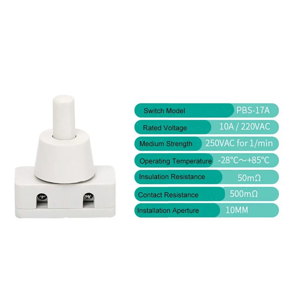 Description Picture 5 of itemAC250V ON Push Button New Home Lamps Industrial Power Switch Plastic Household Appliances Switch for Home Lamps