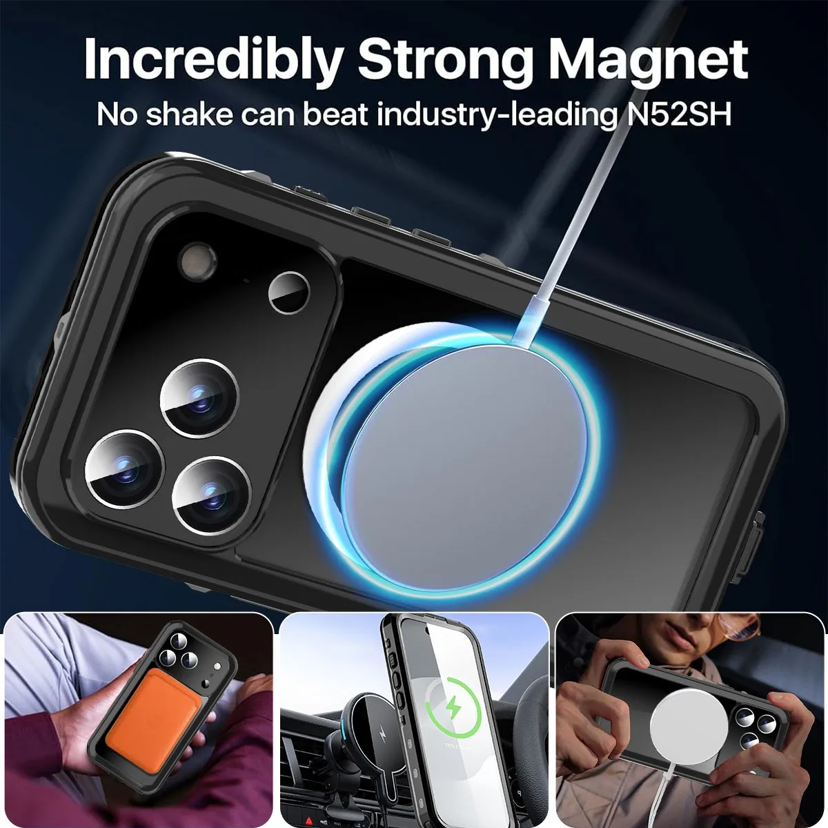 Magnetic Clear Waterproof Shockproof Protective Case