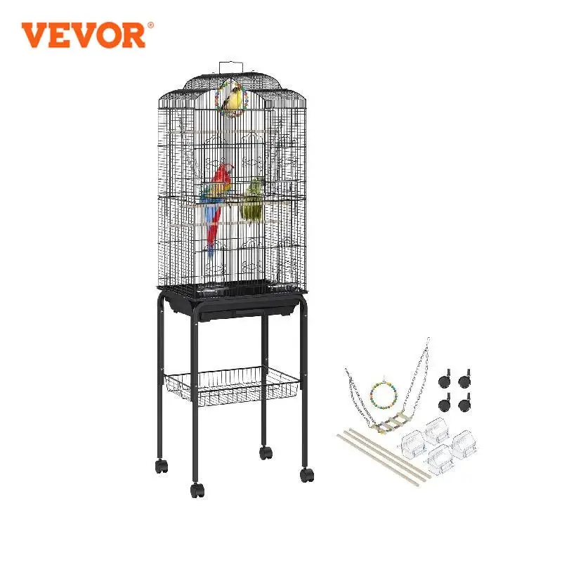 VEVOR60inchBirdAviaryFlightPetBirdCageMetalwithRollingStand