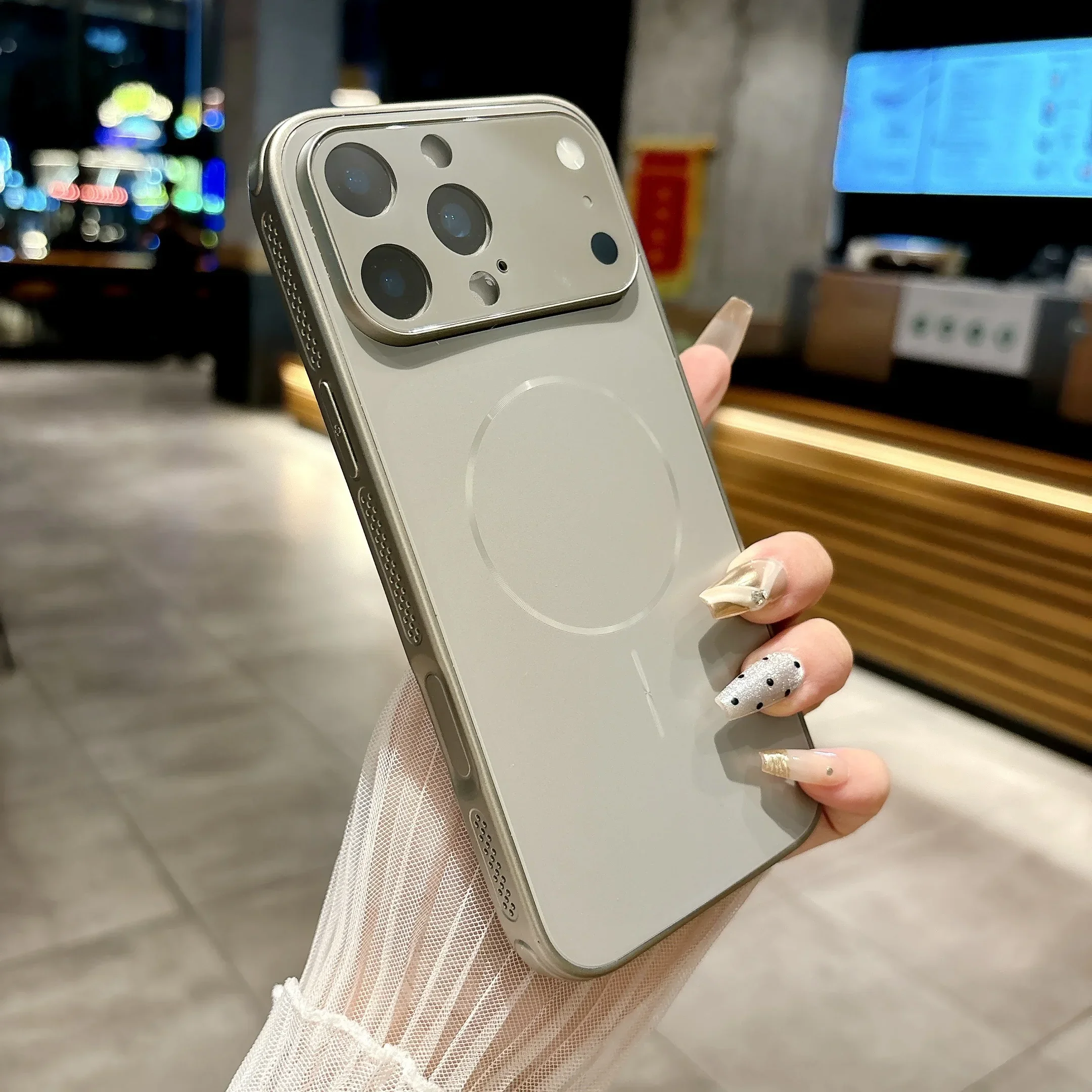 Luxury Matte Glass Lens Protection Case with Magnetic Shockproof Hard Cover