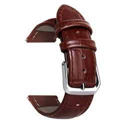 Premium Calfskin Leather Watch Strap with Free Tool - Universal Fit - 18mm (Brown - Silver)