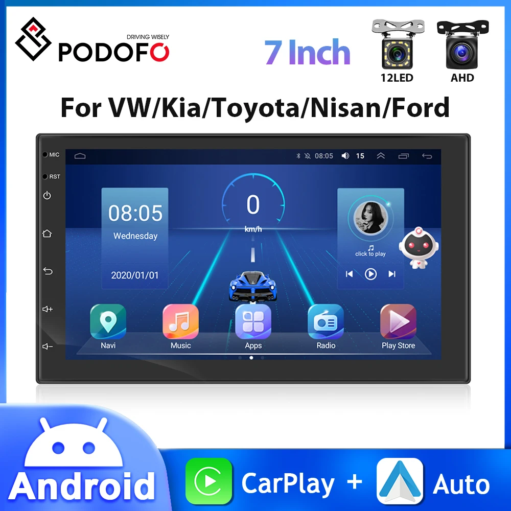 Podofo Android 2din Car Radio For Vw Hyundai Toyota Ford Nissan 7
