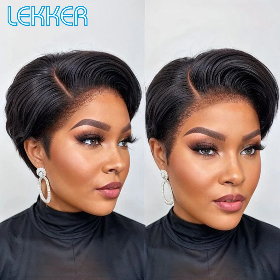 

Lekker Short Pixie Cut Bob 13X6X1 Lace Front Human Hair Wigs For Women Brazilian Remy Hair Wear to go Glueless Right Part Lace
