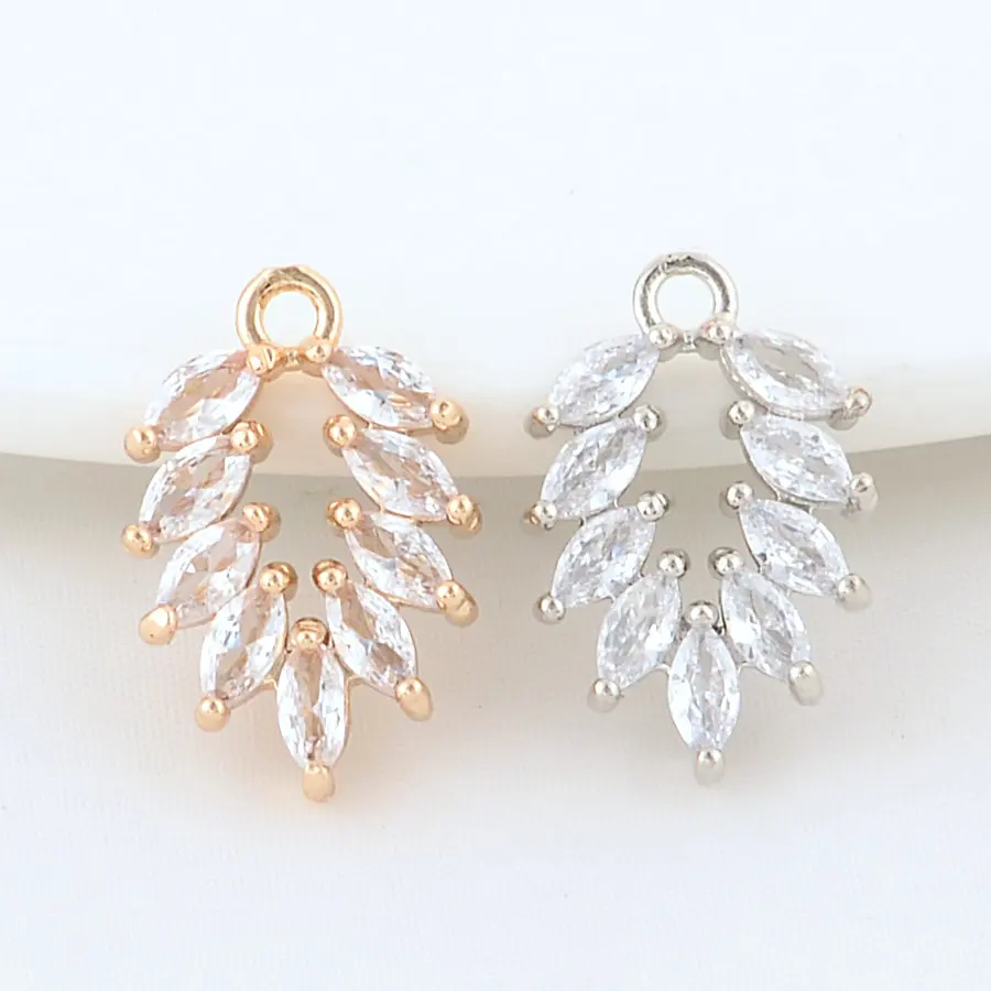 19MM 16MM 18MM 14K Gold Color Brass Leaf Leaves Charms Pendants Necklace Earrings Jewelry Making Supplies Accessories