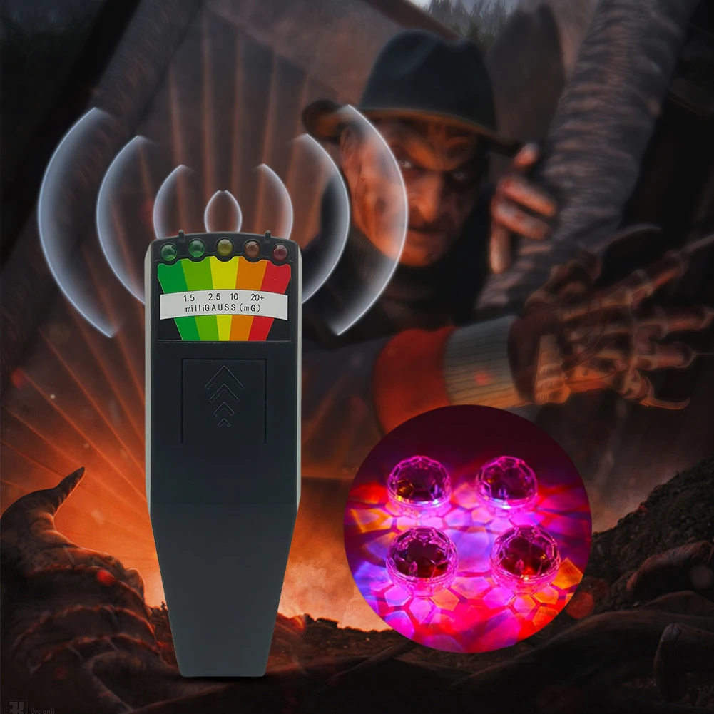 5 LED EMF Meter with 4 Motion Light Up Cat Balls Electromagnetic Field Radiation Meter 50Hz-2000MHz Ghost Hunting Equipment Kit emf meter tester