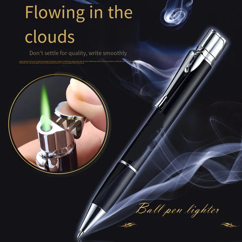 

New Creative Multi-Functional Windproof Ignition Ballpoint Pen Butane Cigarette Lighter Signature Pen Portable Student Stationer