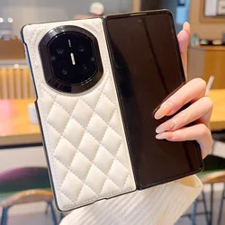 Three - Dimensional Puff Check Leather Case - Small Fragrance Style Slim Protection Cover for Huawei Mate X7 (Beige)
